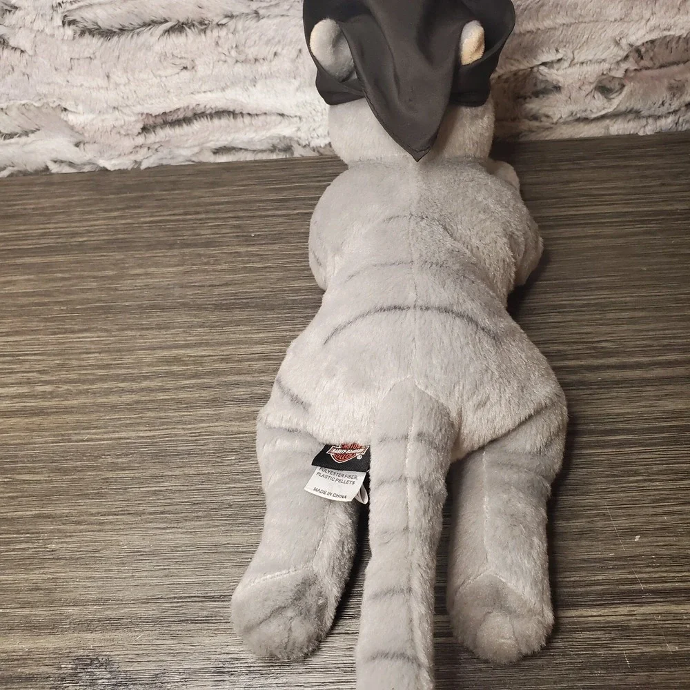 EUC - Harley Davidson Grey Stripped Tabby Cat Kitty Plush Gray Stuffed Animal